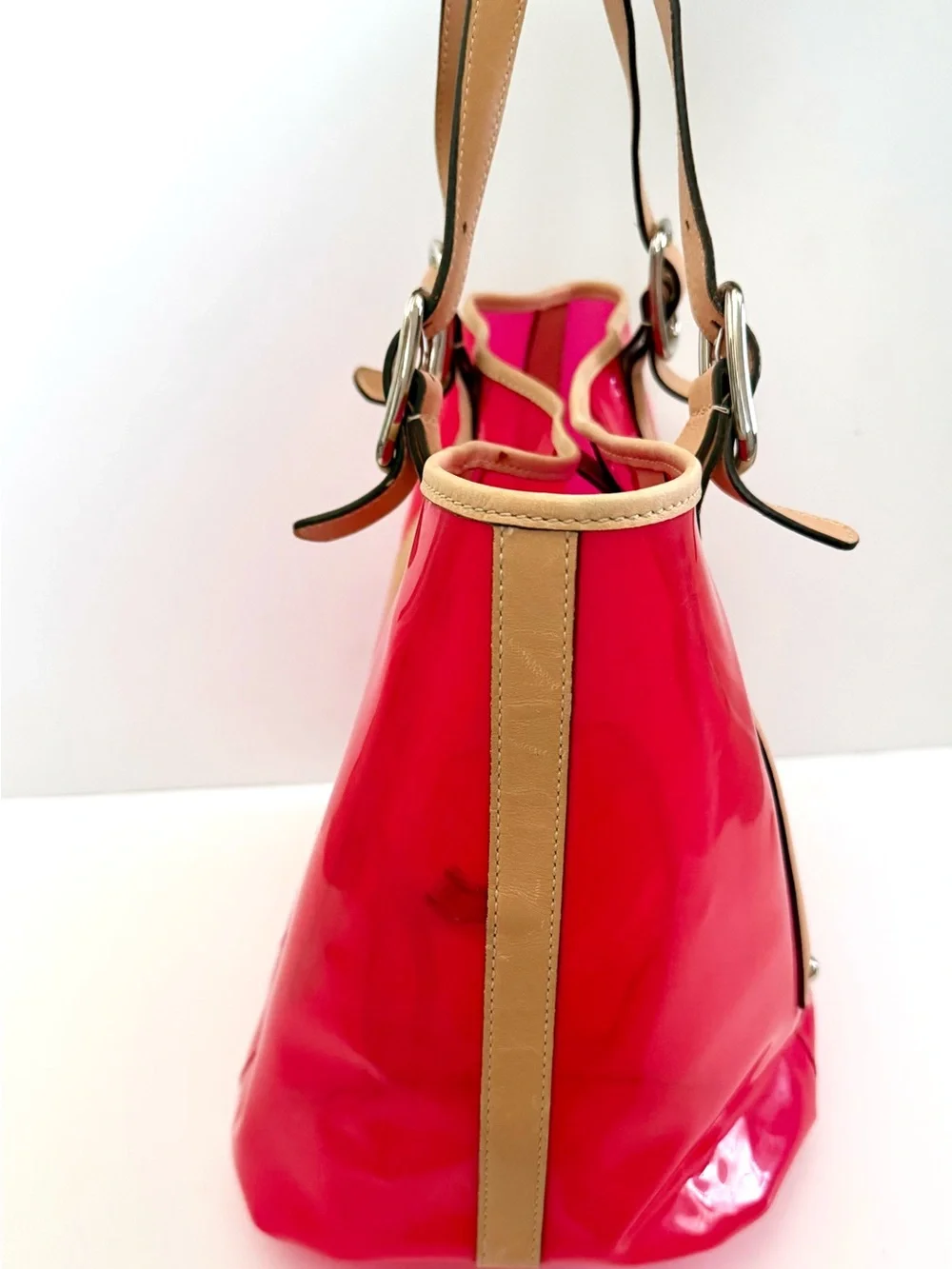 Tod’s PVC Tote Bag Pink Leather Trim Matching pouch